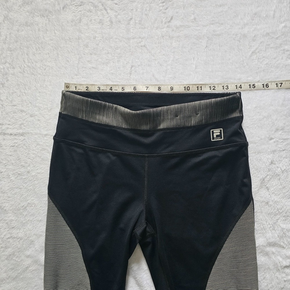 FILA Sport Women's Gray Striped Trim Wide Waistband Capri Crop Leggings Medium - Picture 7 of 10